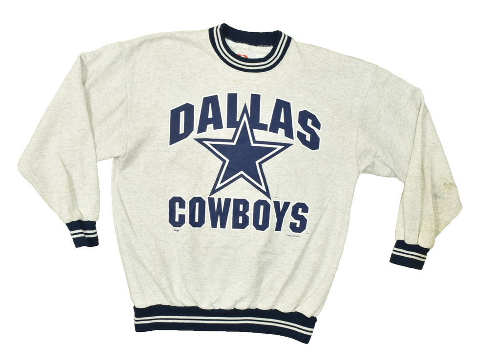 DODGER Dallas Cowboys NFL 1995 Vintage Pullover Sweatshirt Sz L Polyester Stain